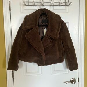 Banana Republic Chocolate Brown Cropped Teddy Coat